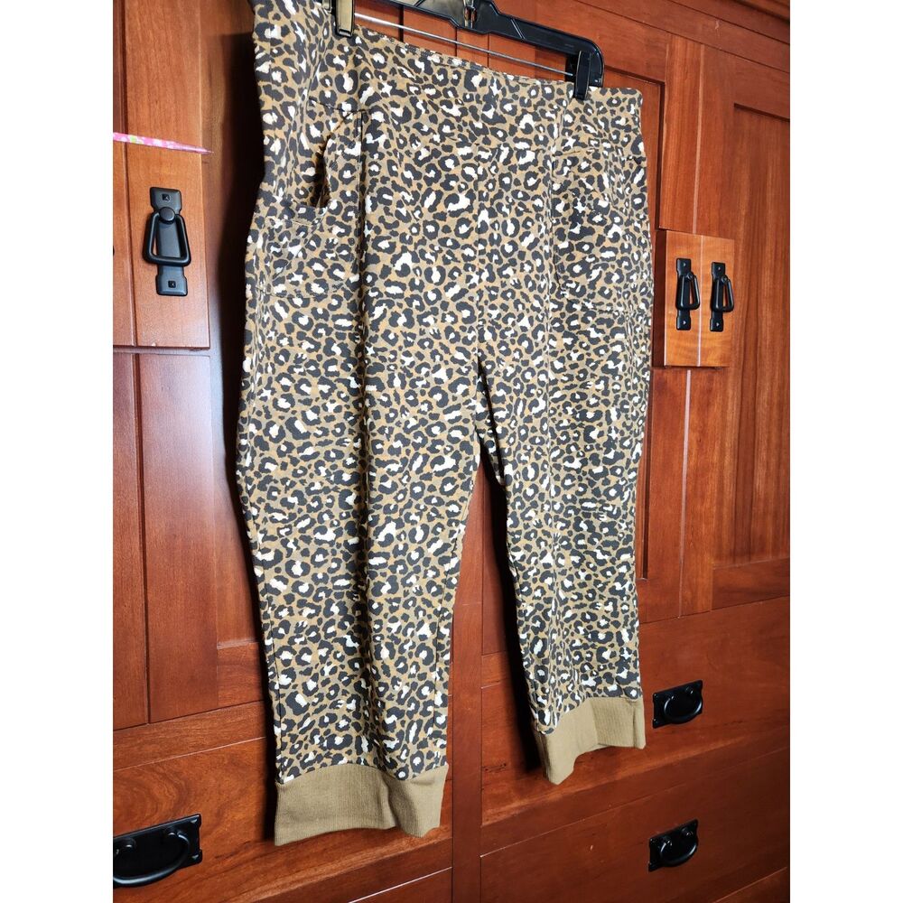 LOGO by Lori Goldstein Leopard Print Pants Cuffed & Cropped Women's Size 1X - Picture 3 of 7